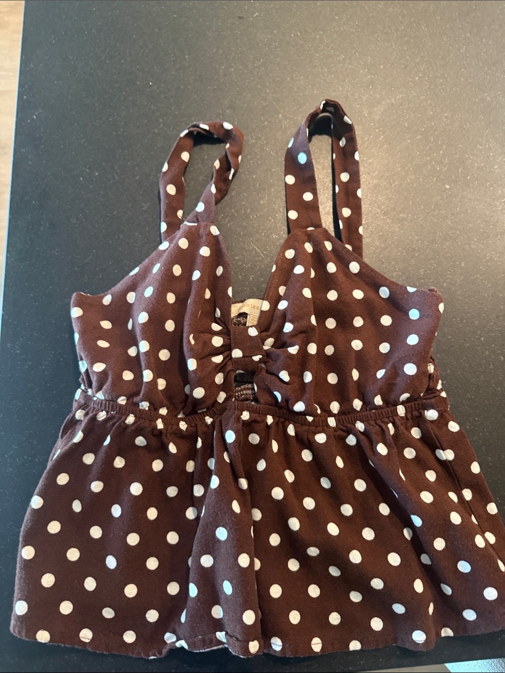 Monteau Brown Polka Dot Spaghetti Strap Top